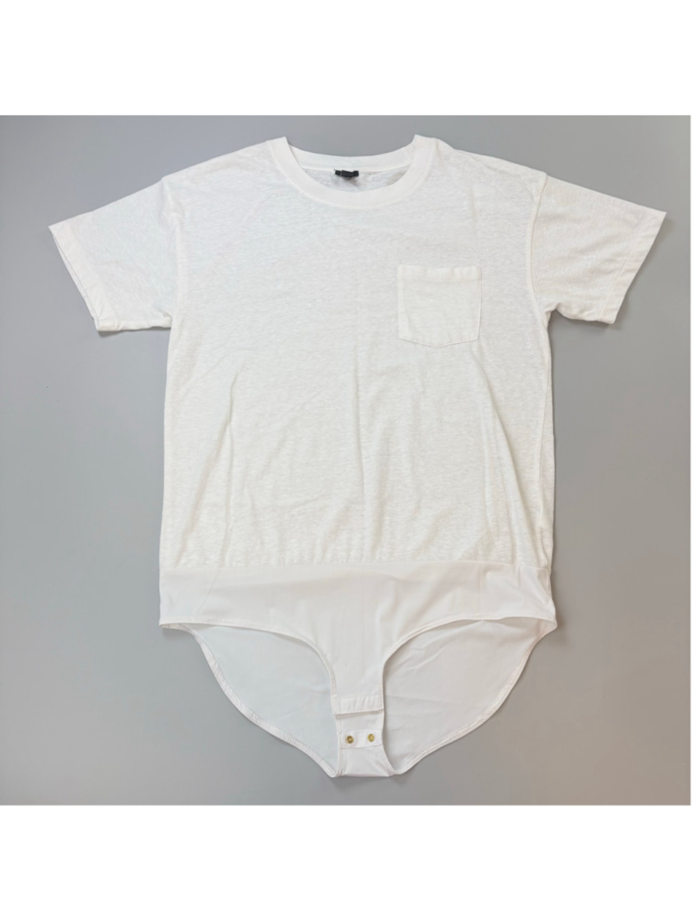 J.Crew Bodysuit T-Shirt White Large Sheer Casual Minimalist Capsule Wardrobe